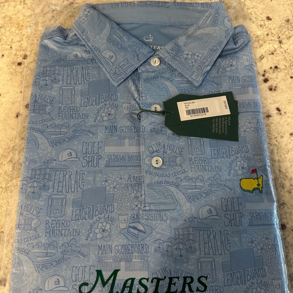 BRAND NEW WITH TAGS Masters Blue Graphic Men's Polo
